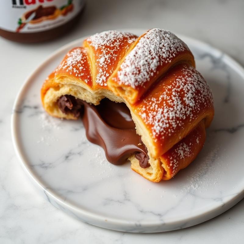 Nutella croissant with powdered sugar