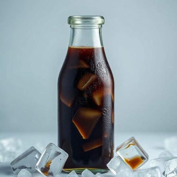 Cold brew bottle on ice