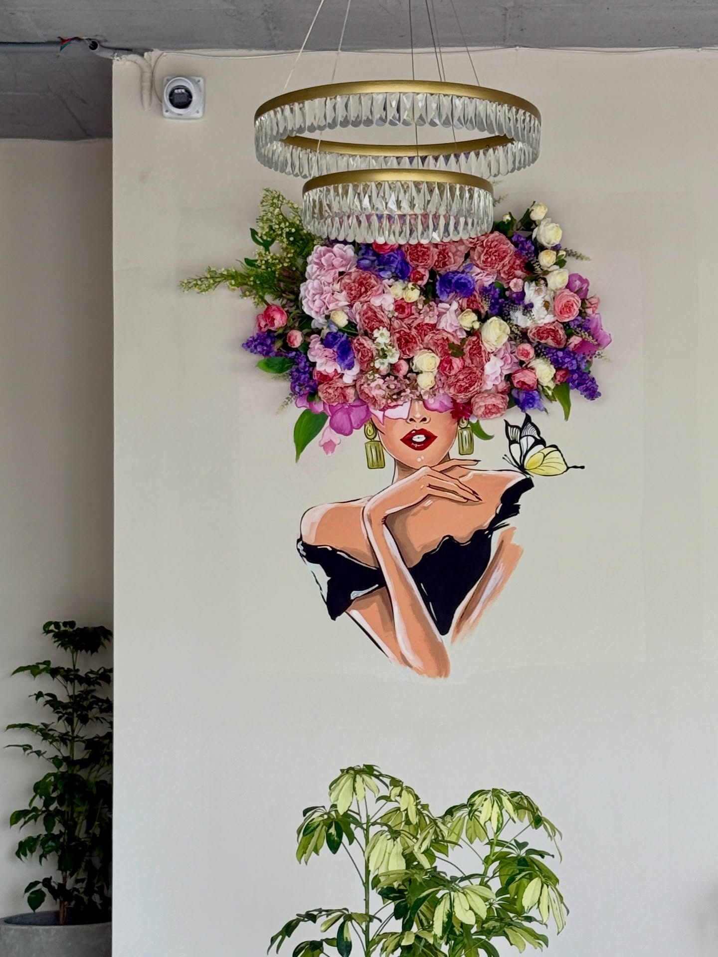 Miss Bloom floral mural inside Kami Hyderabad